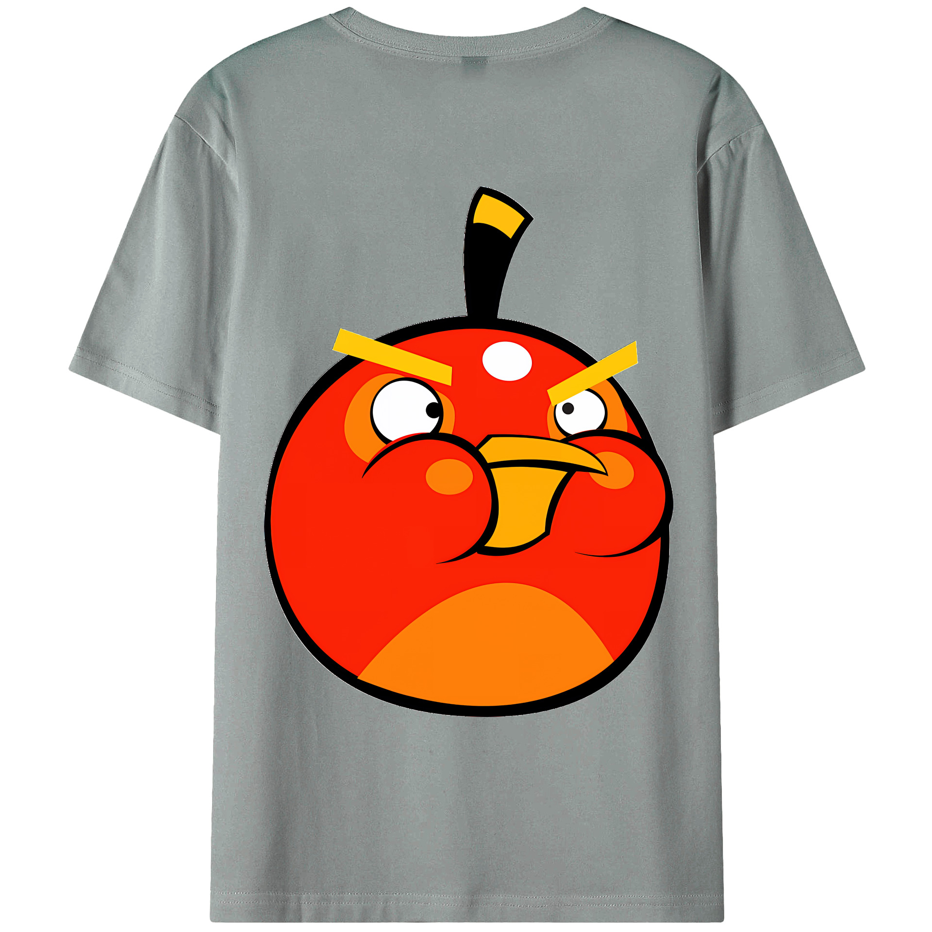 （画像用） Angry Birds アングリーバード 綿100％ メンズ半袖Tシャツ（バックプリント） 通気性